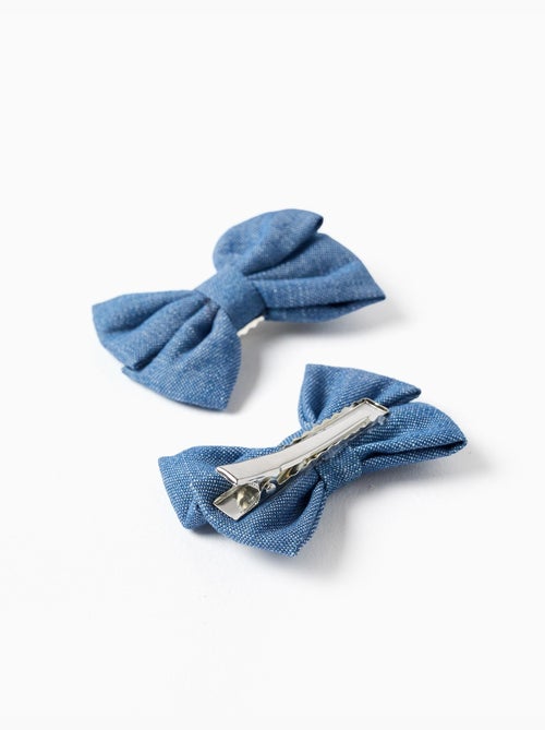 Confezione da 2 fermagli per capelli con fiocchi in denim - Kiabi