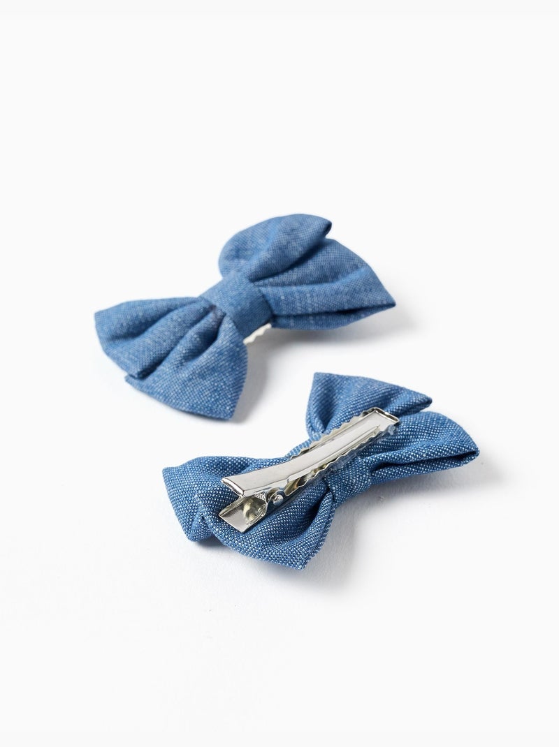 Confezione da 2 fermagli per capelli con fiocchi in denim Blu Blu - Kiabi