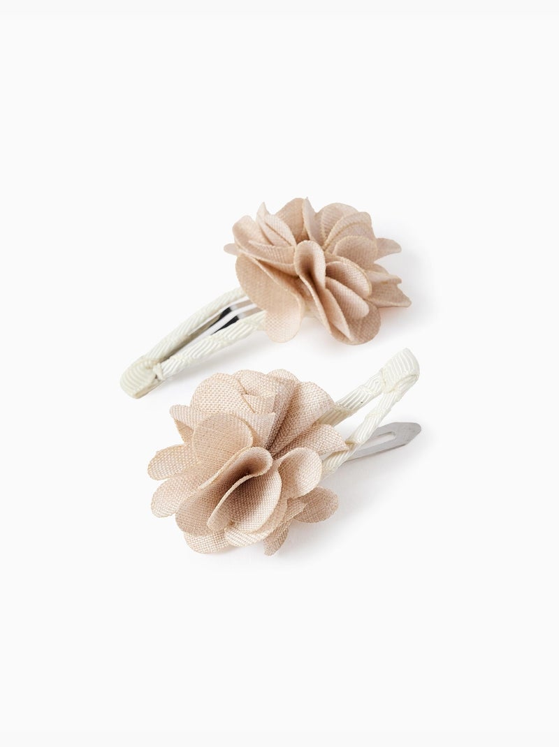 Confezione da 2 fermagli per capelli con fiori 3d Beige - Kiabi