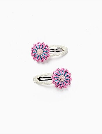 Confezione da 2 fermagli per capelli con fiori all'uncinetto