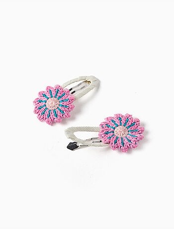 Confezione da 2 fermagli per capelli con fiori all'uncinetto