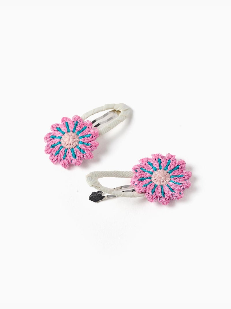 Confezione da 2 fermagli per capelli con fiori all'uncinetto Bianco - Kiabi