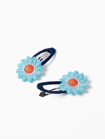 Confezione da 2 fermagli per capelli con fiori all'uncinetto