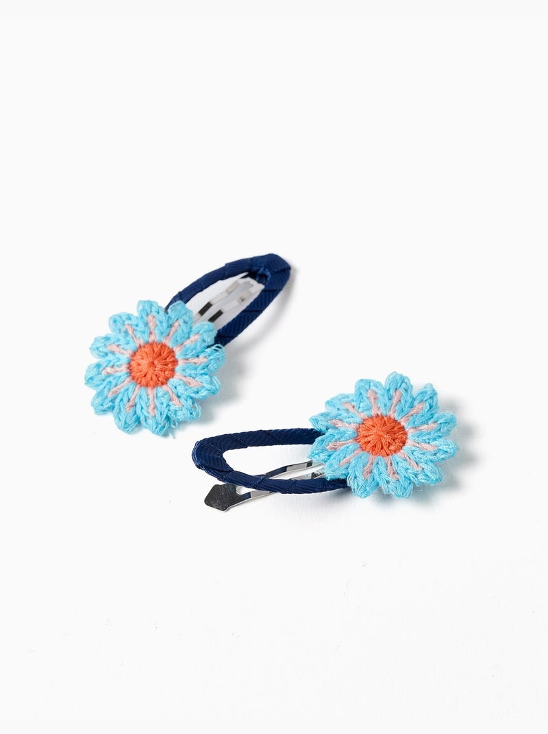 Confezione da 2 fermagli per capelli con fiori all'uncinetto Blu scuro - Kiabi