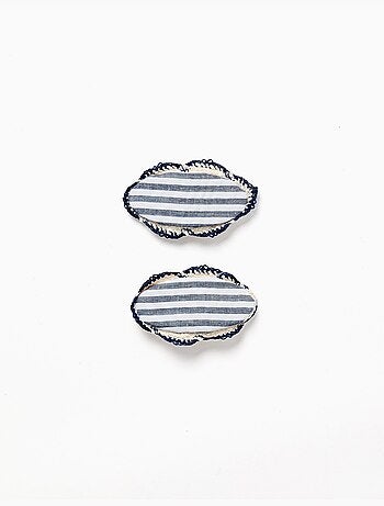 Confezione da 2 fermagli per capelli ovali a righe