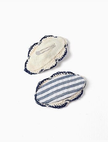 Confezione da 2 fermagli per capelli ovali a righe