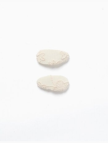 Confezione da 2 fermagli per capelli ovali con ricamo
