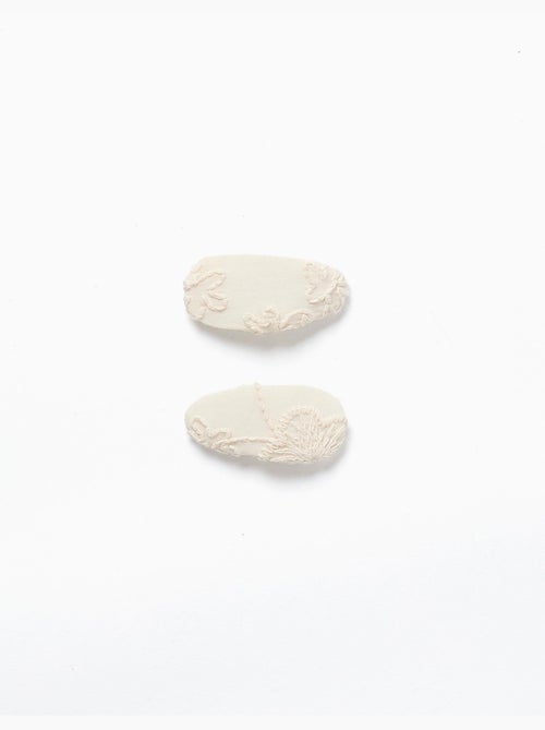 Confezione da 2 fermagli per capelli ovali con ricamo - Kiabi