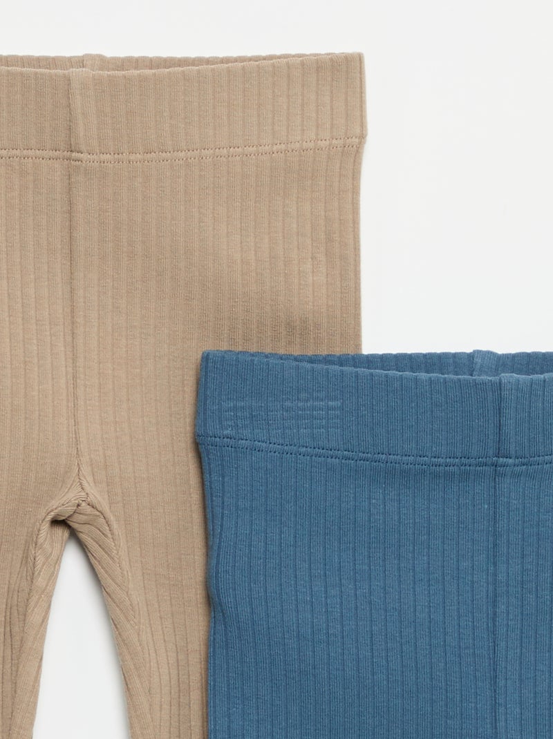 Confezione da 2 leggings a costine Blu - Kiabi