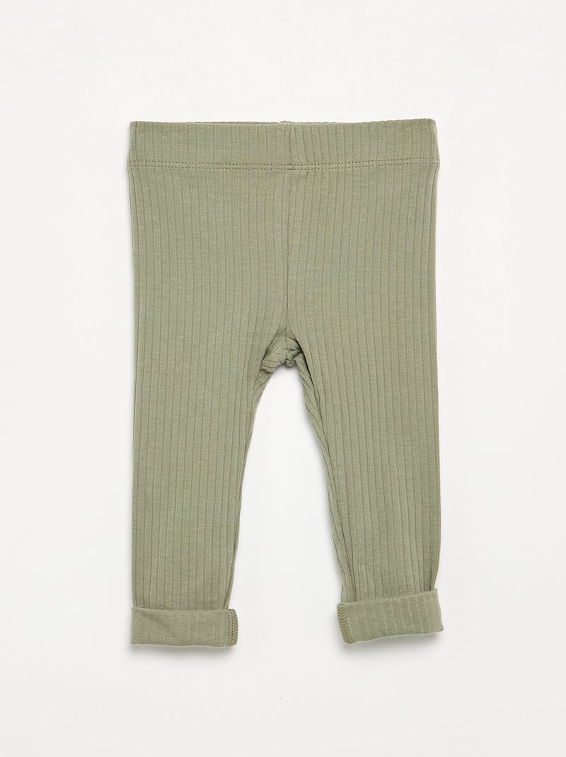 Confezione da 2 leggings a costine Verde - Kiabi