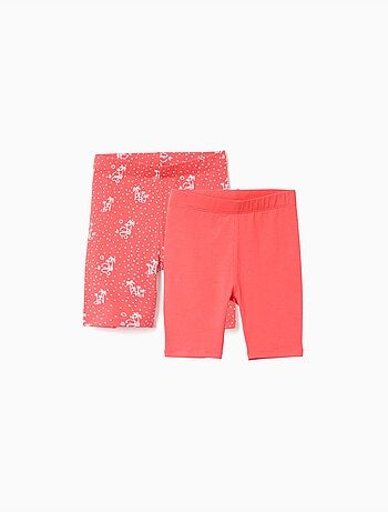 Confezione da 2 leggings corti lisci e stampati