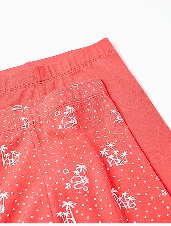 Confezione da 2 leggings corti lisci e stampati