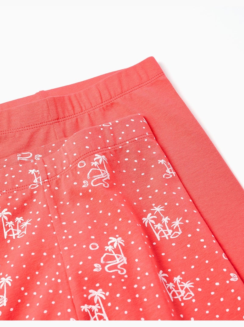 Confezione da 2 leggings corti lisci e stampati Rosa - Kiabi
