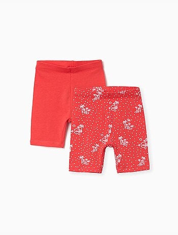 Confezione da 2 leggings corti lisci e stampati