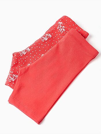 Confezione da 2 leggings corti lisci e stampati