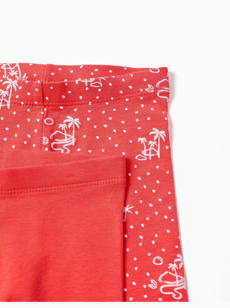 Confezione da 2 leggings corti lisci e stampati Rosa - Kiabi