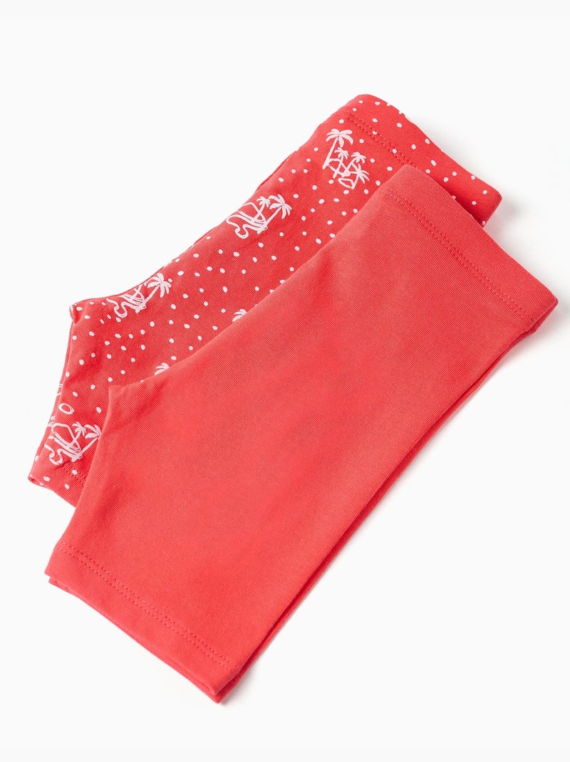 Confezione da 2 leggings corti lisci e stampati Rosa - Kiabi