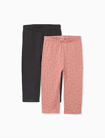 Confezione da 2 leggings lisci e stampati