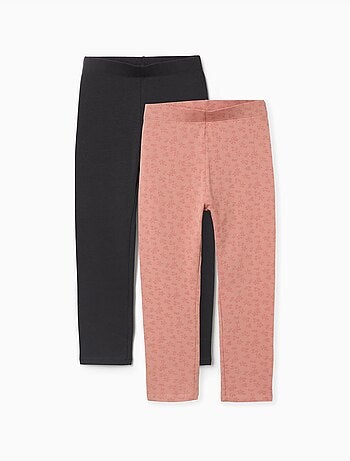 Confezione da 2 leggings lisci e stampati