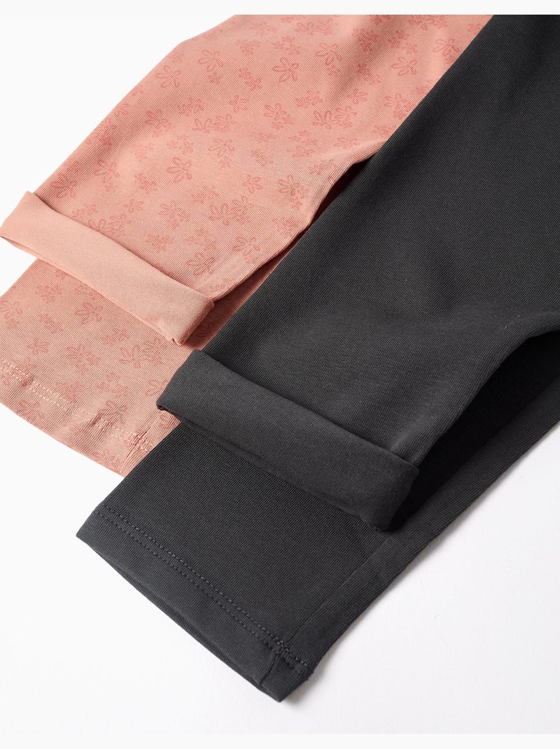 Confezione da 2 leggings lisci e stampati Rosa - Kiabi