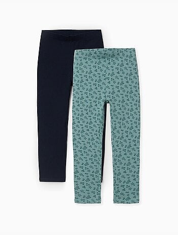 Confezione da 2 leggings lisci e stampati