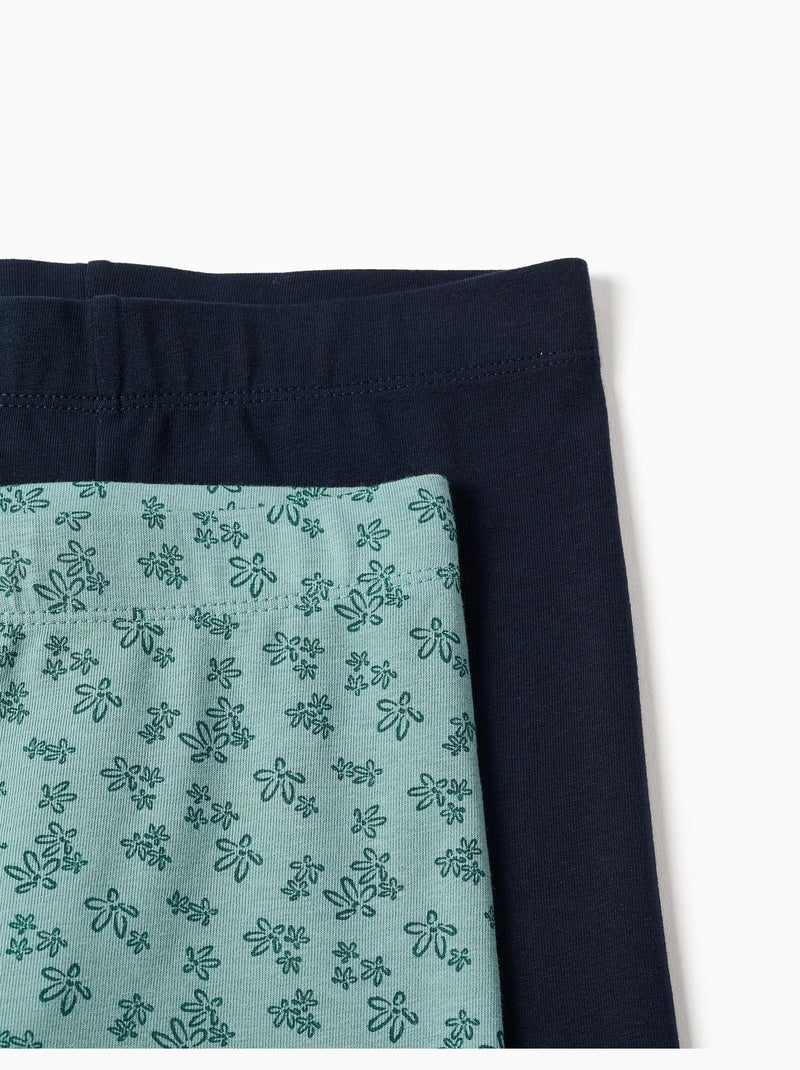 Confezione da 2 leggings lisci e stampati Verde chiaro - Kiabi