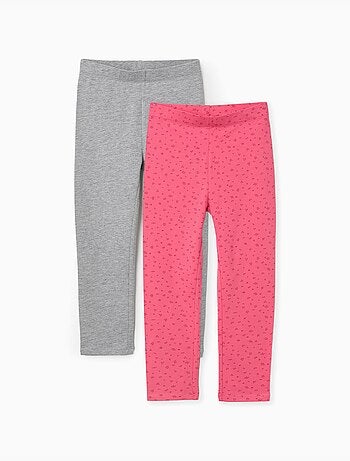 Confezione da 2 leggings lisci/floral