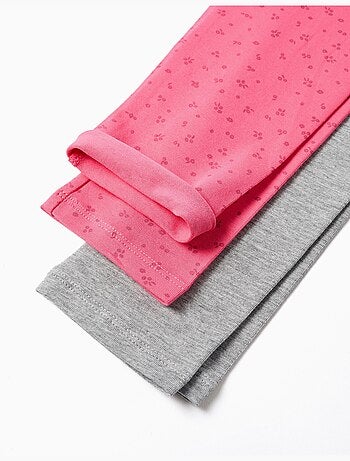 Confezione da 2 leggings lisci/floral