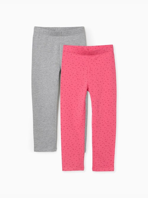 Confezione da 2 leggings lisci/floral - Kiabi
