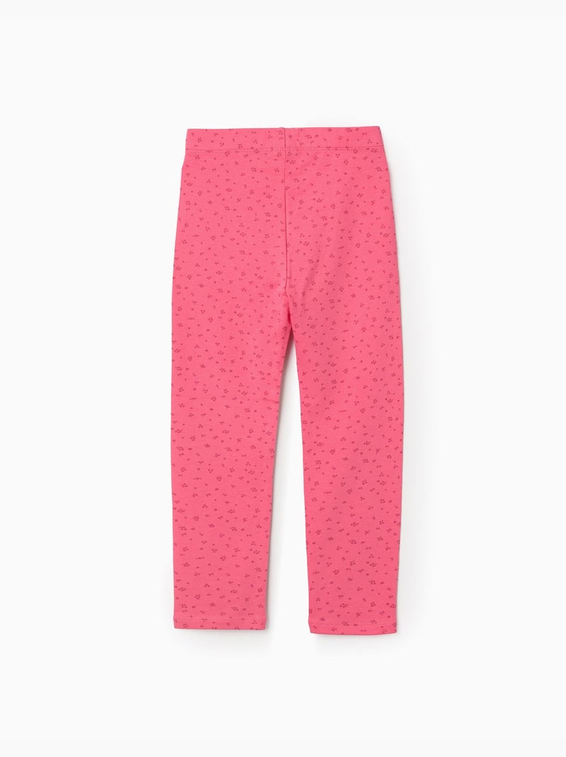 Confezione da 2 leggings lisci/floral Rosa - Kiabi