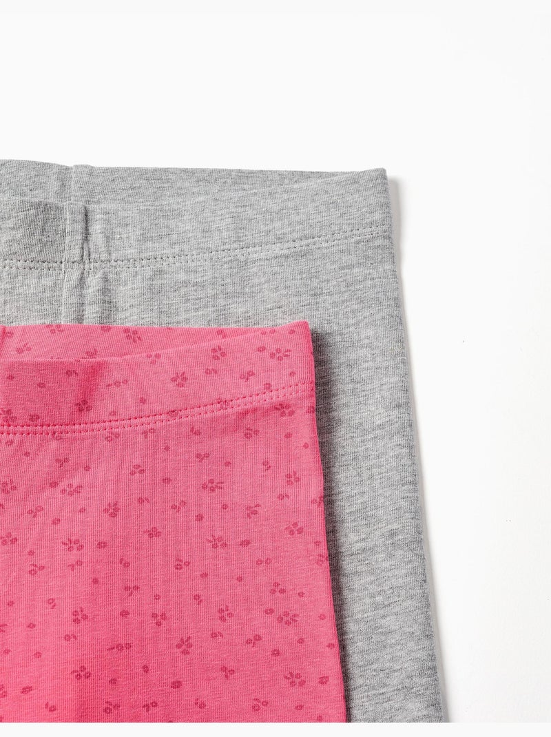 Confezione da 2 leggings lisci/floral Rosa - Kiabi