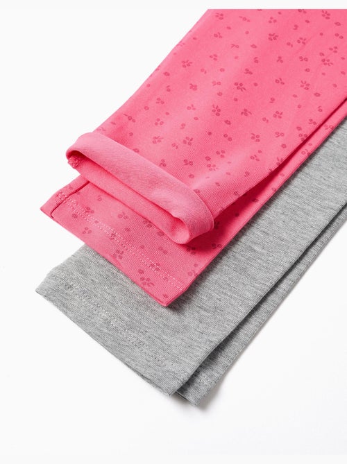 Confezione da 2 leggings lisci/floral - Kiabi