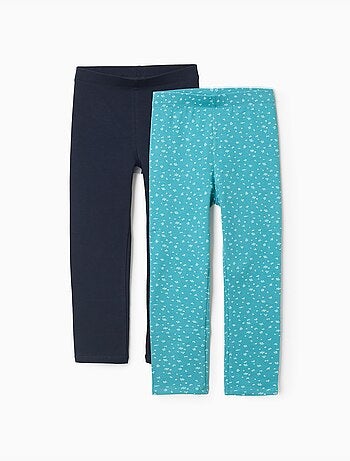 Confezione da 2 leggings lisci/floral