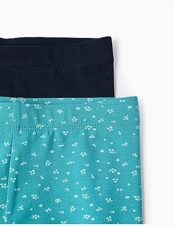 Confezione da 2 leggings lisci/floral