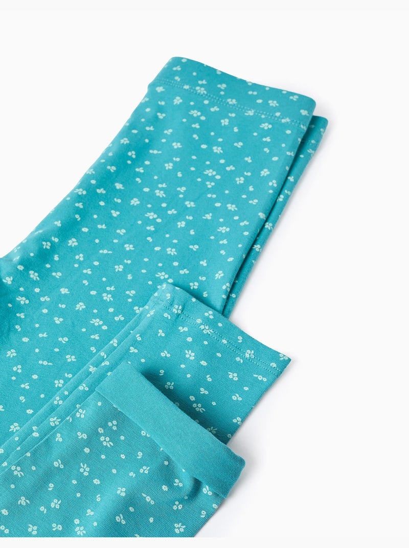 Confezione da 2 leggings lisci/floreali Blu Blu - Kiabi