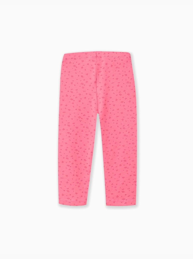 Confezione da 2 leggings lisci/floreali Rosa - Kiabi