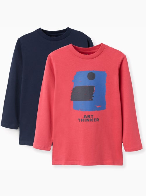 Confezione da 2 Maglietta in cotone a manica lunga con stampe - Kiabi