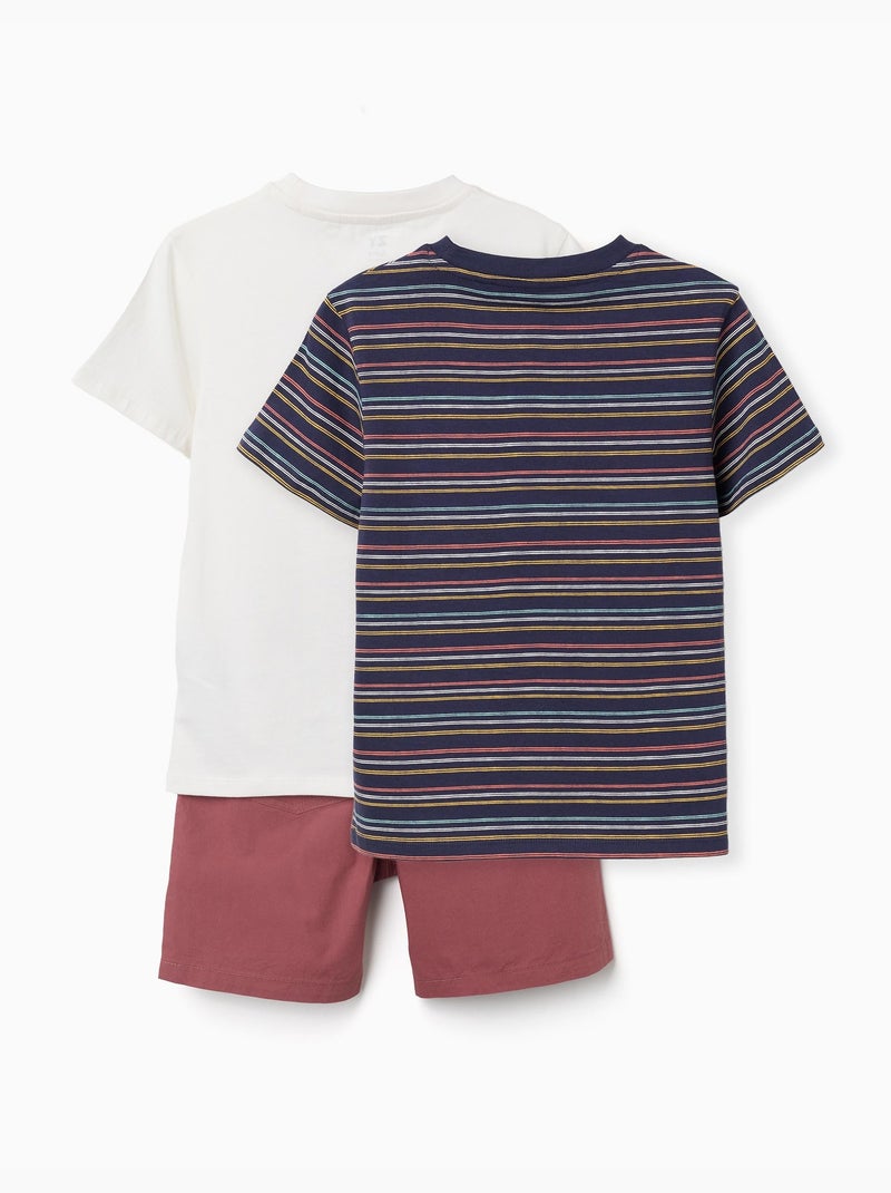 Confezione da 2 magliette e 1 paio di pantaloncini in cotone Blu scuro - Kiabi