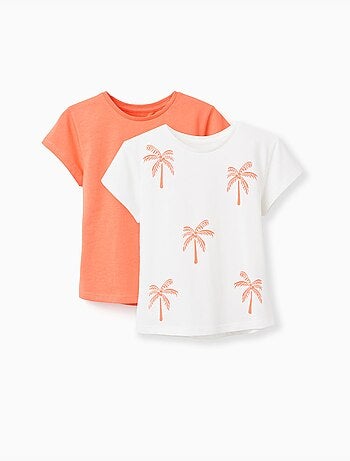 Confezione da 2 magliette in cotone con palme stampate