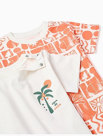 Confezione da 2 magliette in cotone con stampe da spiaggia