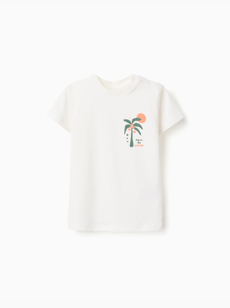 Confezione da 2 magliette in cotone con stampe da spiaggia Bianco - Kiabi