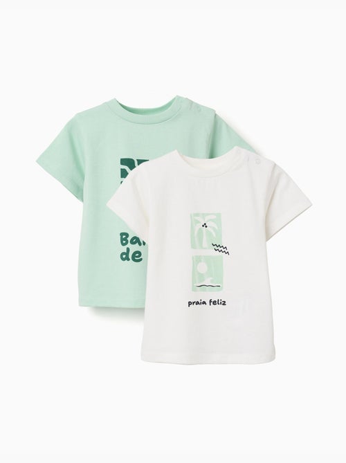 Confezione da 2 magliette in cotone con stampe da spiaggia - Kiabi
