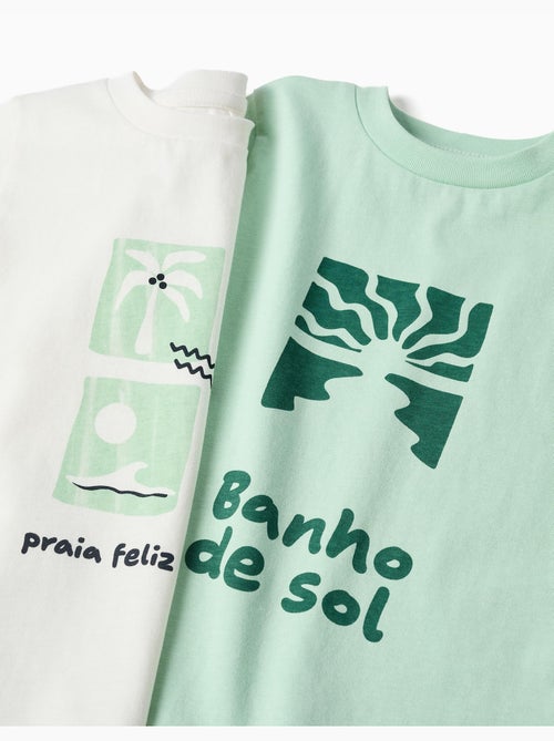 Confezione da 2 magliette in cotone con stampe da spiaggia - Kiabi