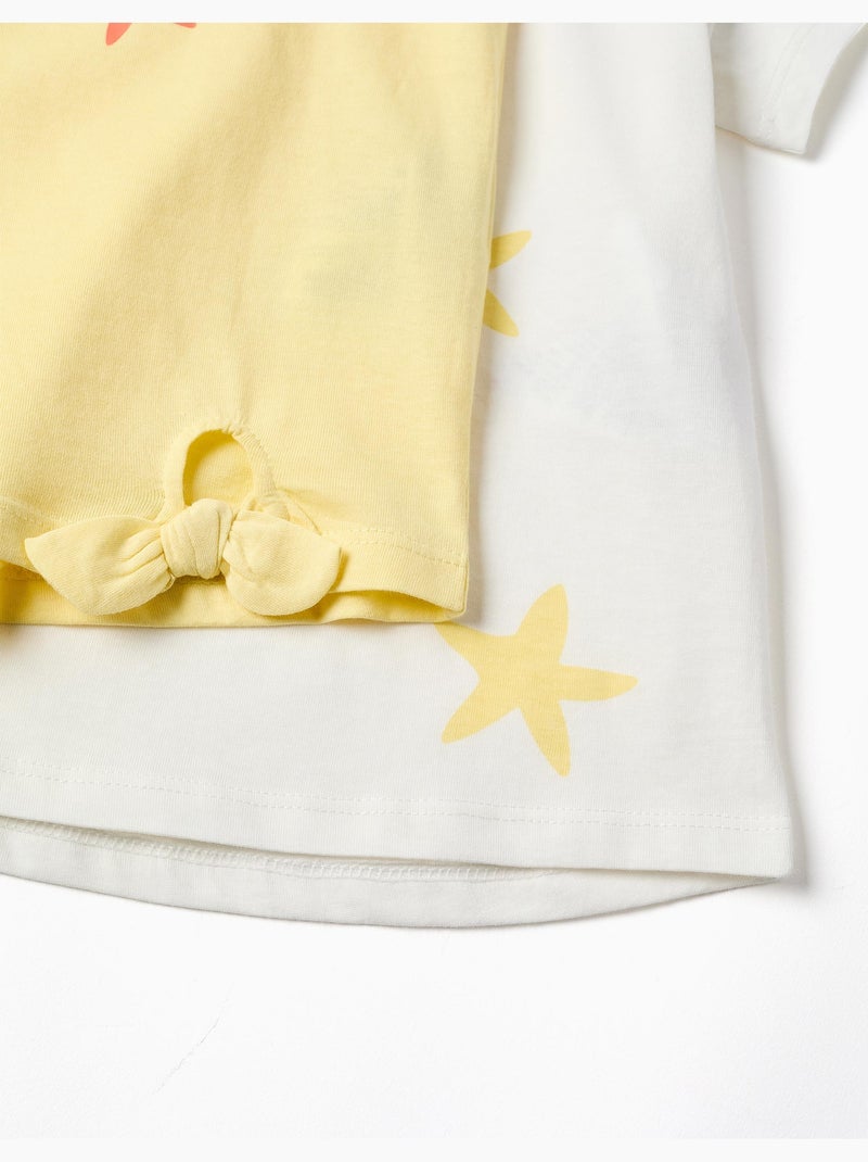 Confezione da 2 magliette in cotone con stampe di stelle marine Giallo chiaro - Kiabi