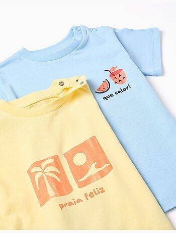 Confezione da 2 magliette in cotone con stampe da spiaggia