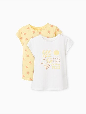 Confezione da 2 magliette in cotone con stampe estive