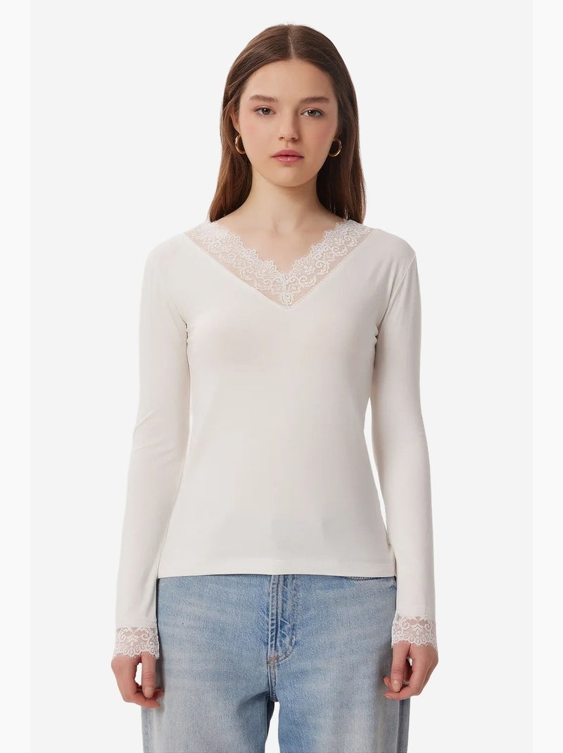Confezione da 2 magliette manica lunga misto viscosa istanbul Bianco - Kiabi