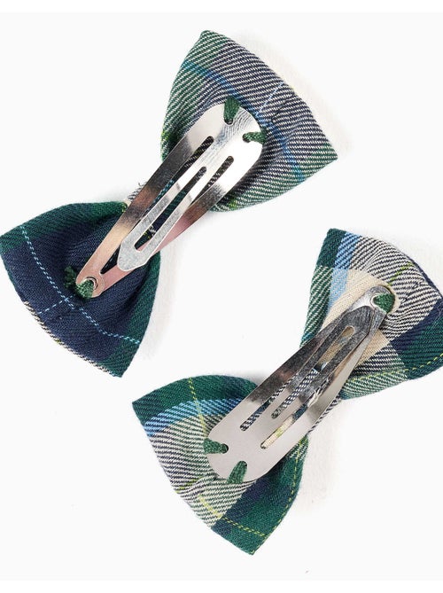 Confezione da 2 mollette per capelli con fiocchi a quadri b&s - Kiabi