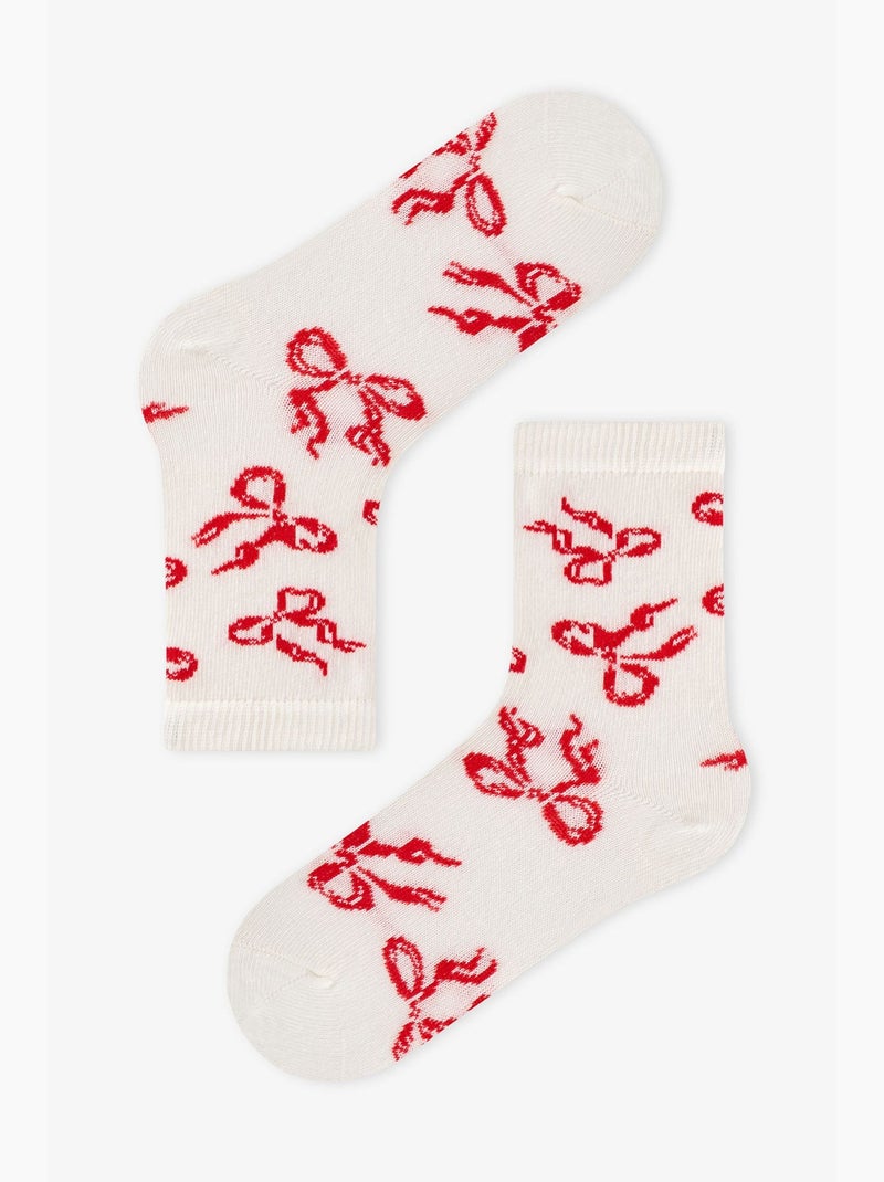 Confezione da 2 paia di calzini con motivo fiocchi volanti penti Ecrù/Rosa - Kiabi