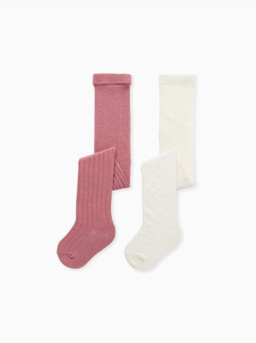 Confezione da 2 paia di collant a coste/jacquard - Kiabi